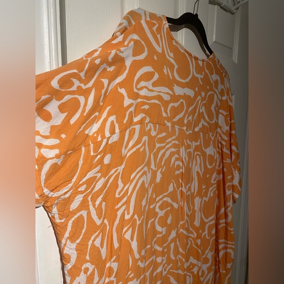 Monki Orange Doodle Print Oversized Shirt Dress - Picture 6 of 10